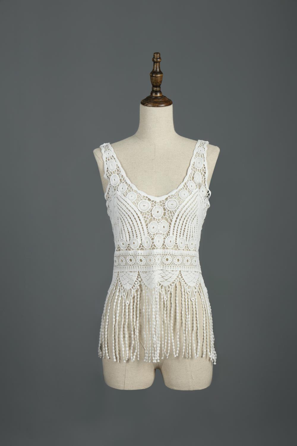 F4633 white tassel shirt Tunic Boho Summer Girls hollow Blusas bikini cover up